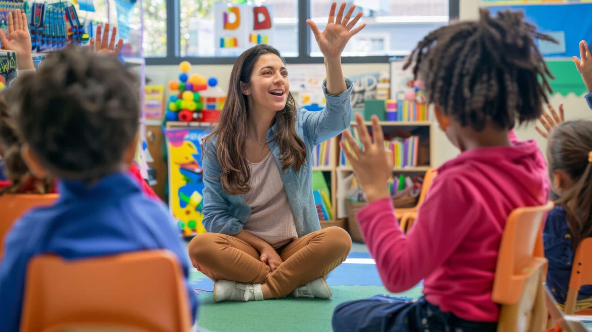 A Wee Discover teacher smiling with her students